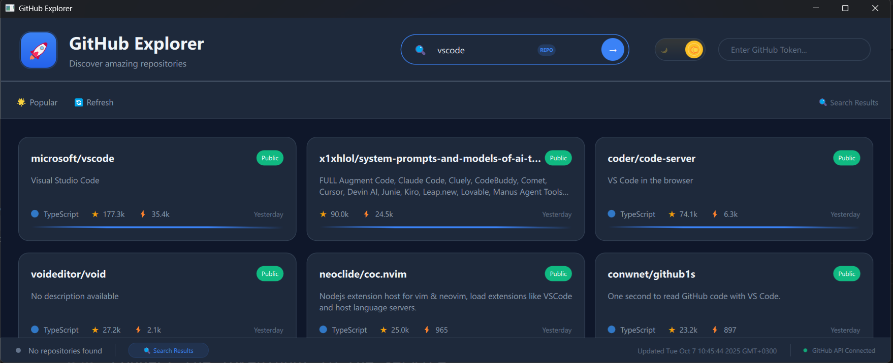 GitHub Explorer - Search Results